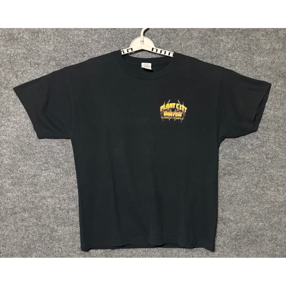 Gildan Plant City FL Bike Fest Graphic T Shirt Mens Black Motorcycle Biker Large